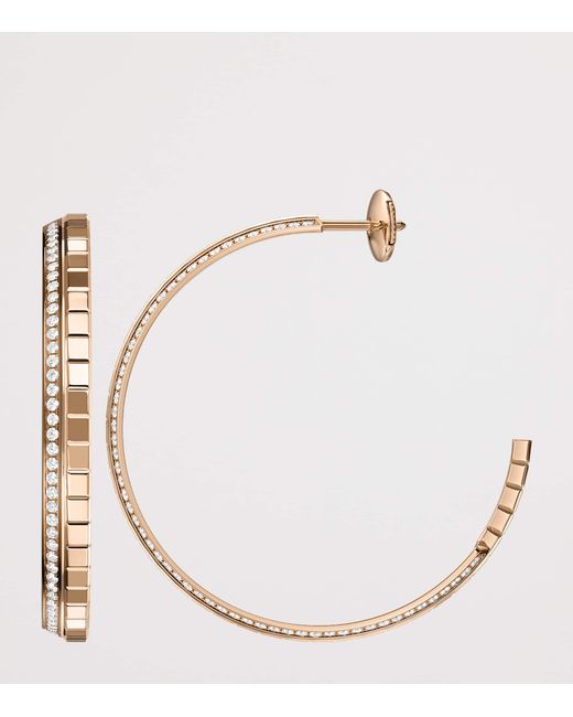 Chopard Metallic Small And Diamond Ice Cube Hoop Earrings