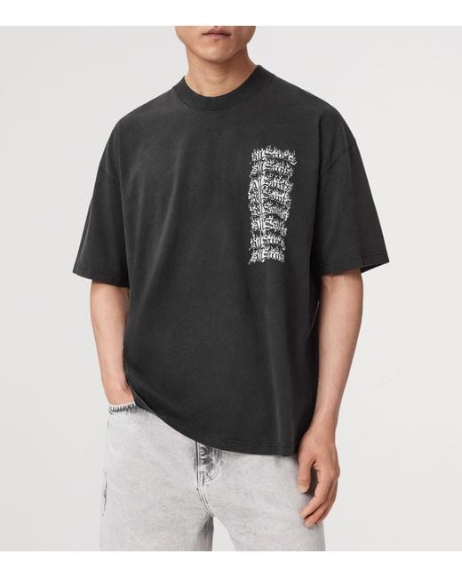 AllSaints Black Organic Cotton Repeat T-Shirt for men