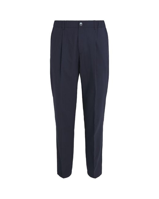 Herno Blue Stretch Virgin Wool Trousers for men