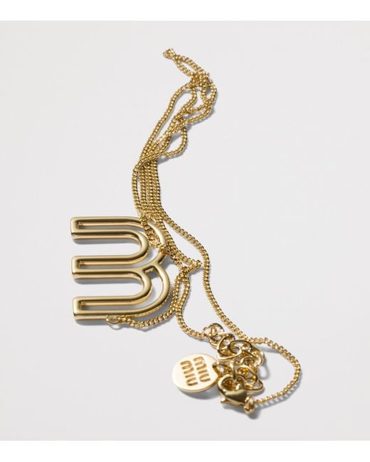 Miu Miu Metallic Logo Chain Necklace