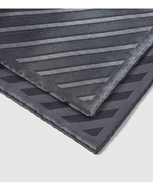 Brunello Cucinelli Black Silk Stripe Pocket Square for men
