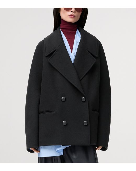 Loewe Black Wool Double-Breasted Short Coat