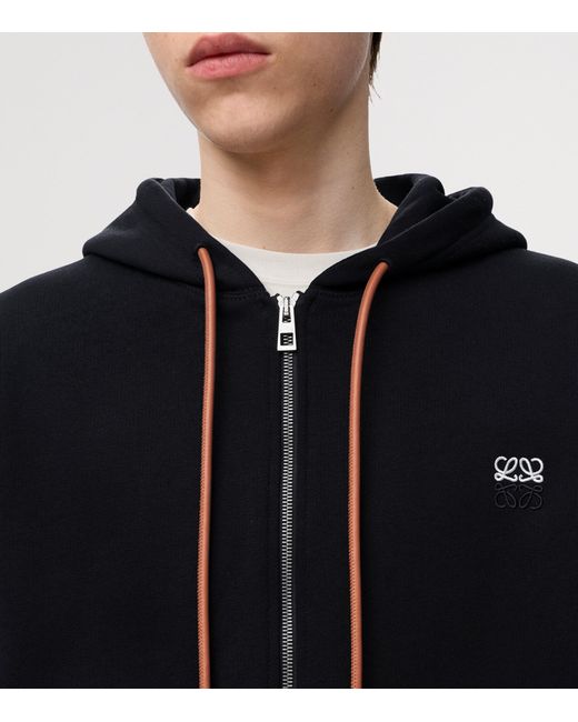 Loewe Black Cotton-Blend Anagram Hoodie for men