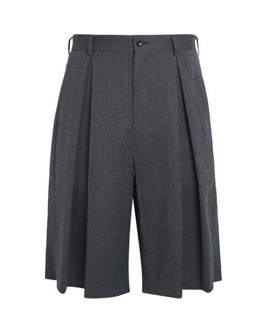 Comme des Garçons Gray Wool-Blend Pleated Tailored Shorts for men