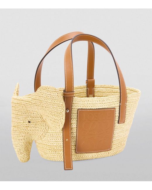 Loewe Natural Small Woven Elephant Basket Tote Bag