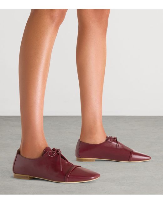 Malone Souliers Red Nappa Leather Lace-Up Jean Flats