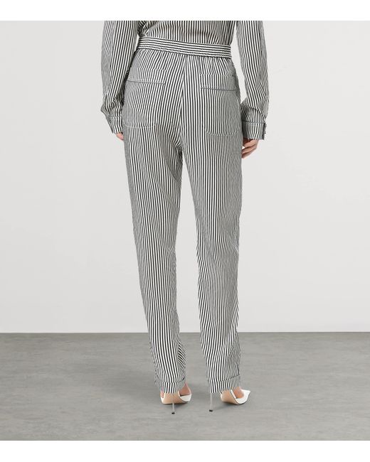 Tom Ford Gray Silk Striped Trousers