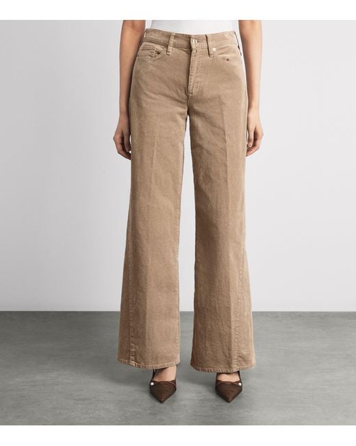 7 For All Mankind Natural Corduroy Lotta Wide-Leg Trousers