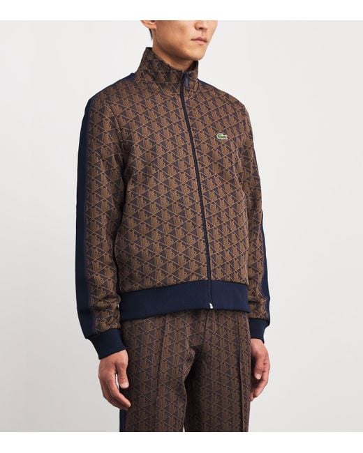 Lacoste Brown Jacquard Logo Track Jacket for men