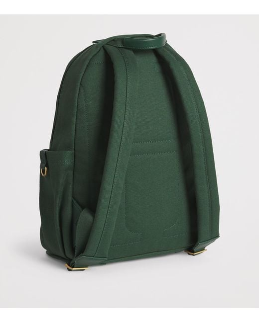 Harrods Green Cotton Embroidered Emblem Backpack