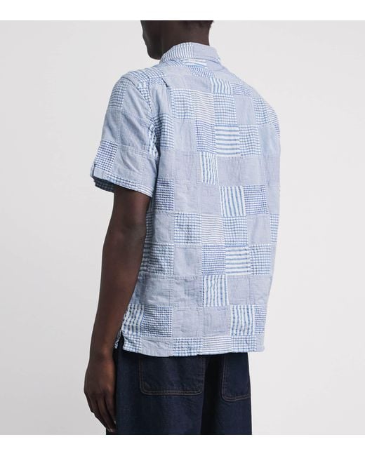 Polo Ralph Lauren Blue Seersucker Cotton Patchwork Shirt for men