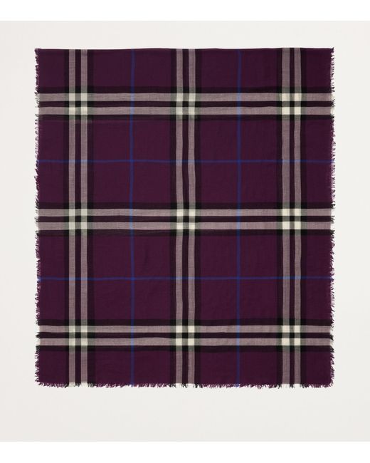 Burberry Purple Wool Check Scarf for men