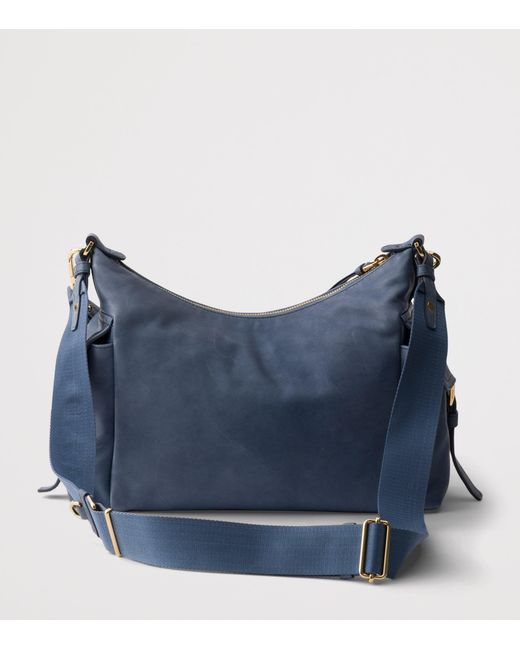 Prada Blue Large Nappa Leather Explore Shoulder Bag