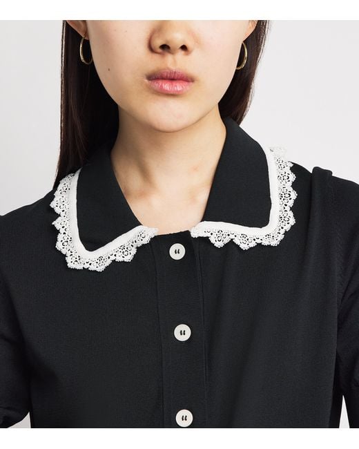Claudie Pierlot Black Lace-Collar Cardigan