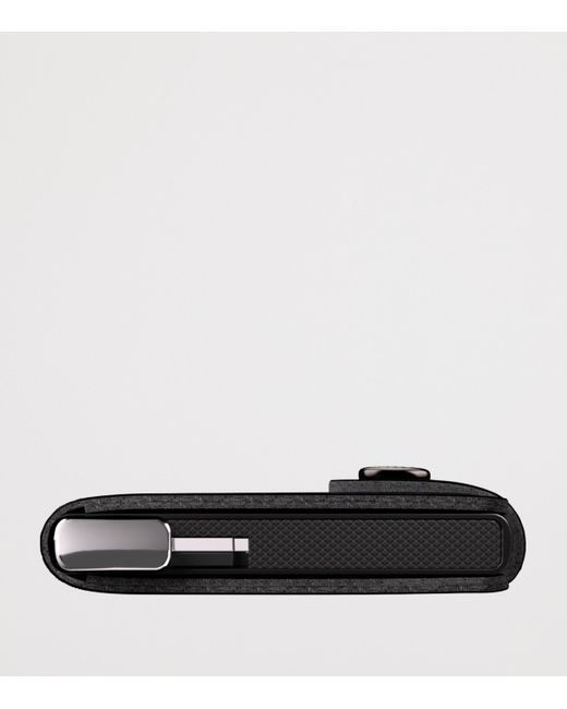 Secrid Black Leather Embossed Lines Miniwallet for men