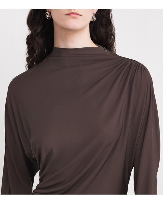 RETORI Brown Jersey Draped Maxi Dress
