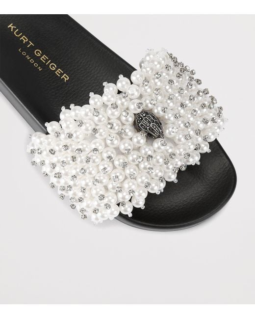 Kurt Geiger White Embellished Meena Eagle Slides