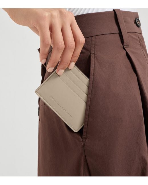 Brunello Cucinelli Natural Leather Logo Card Holder