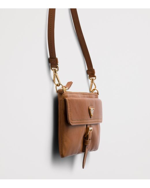 Prada Brown Leather Chain Wallet