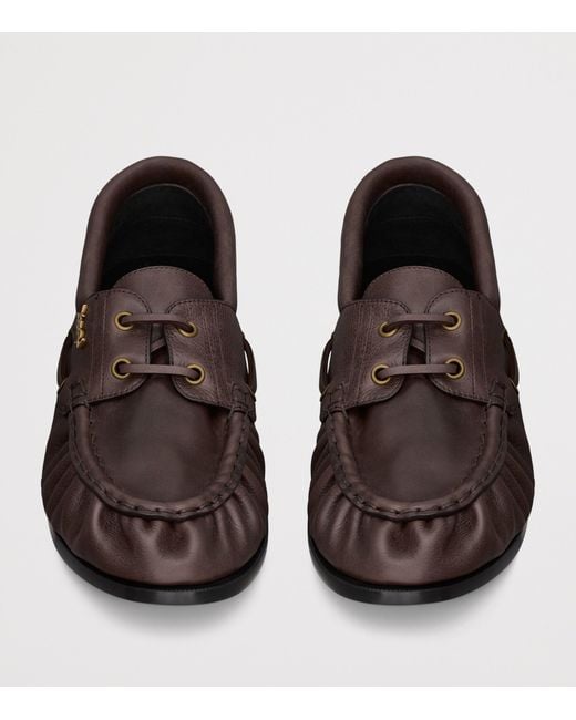 Saint Laurent Brown Leather Bateau Le Loafers for men