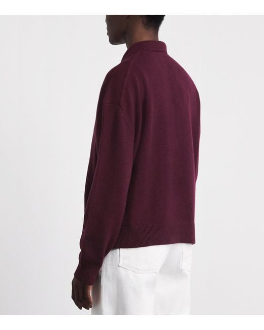 Anine Bing Purple Cashmere Lee Polo Sweater
