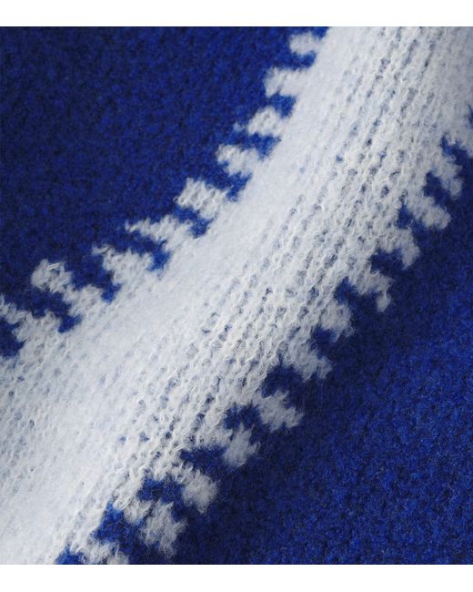 Loewe Blue Striped-pattern Round-neck Wool-blend Knitted Jumper
