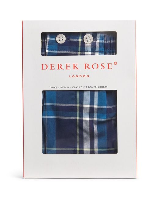 Derek Rose Blue Cotton Boxer Shorts for men