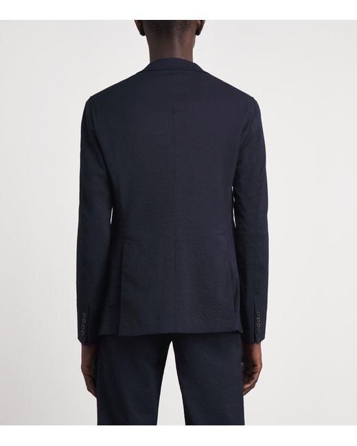 Emporio Armani Blue Virgin Wool-Blend Blazer for men