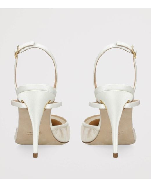 JENNIFER CHAMANDI White Satin Vittorio Slingback Pumps 85