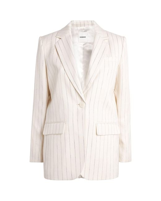 Sandro White Sequinned Stripe Blazer