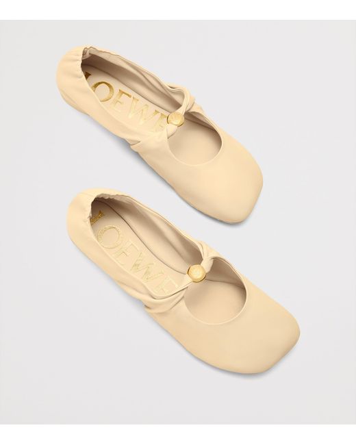 Loewe Natural Leather Pebble Soft Ballet Flats