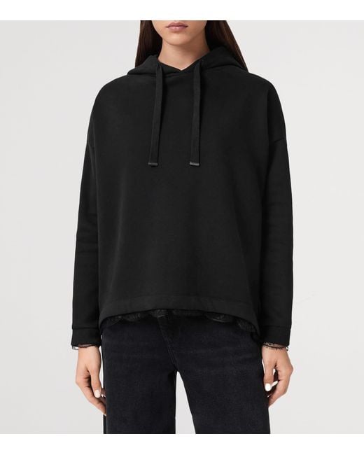 AllSaints Black Lace-Trim Hoodie