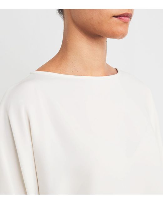 Max Mara White Cady Gathered-Cuff Pacos Blouse