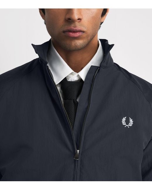 Fred Perry Blue Crinkle Harrington Jacket for men