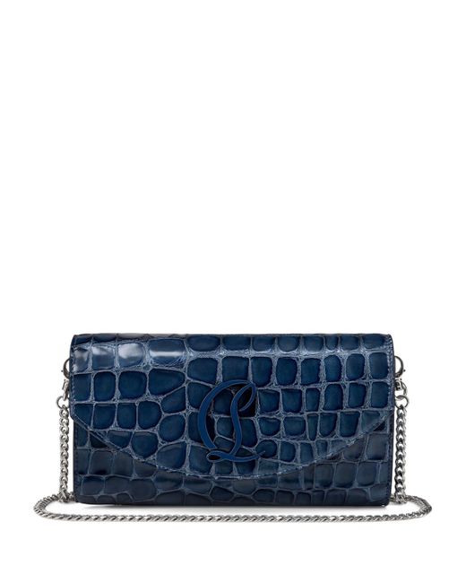 Christian Louboutin Blue Loubi54 Patent Chain Wallet