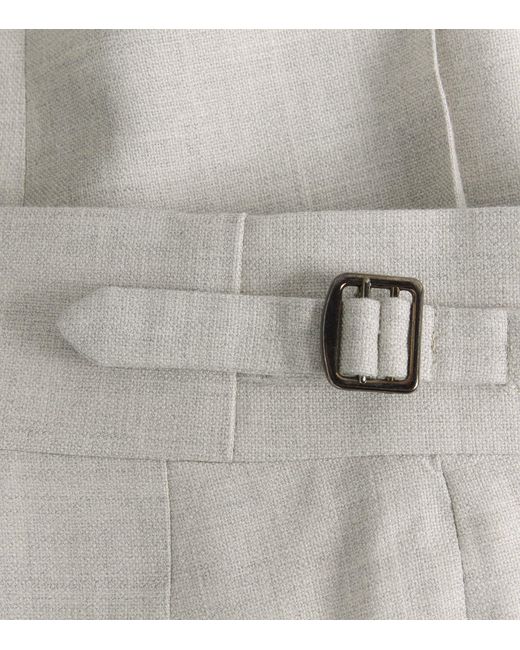 Isaia Gray Wool-Silk-Linen Trousers for men