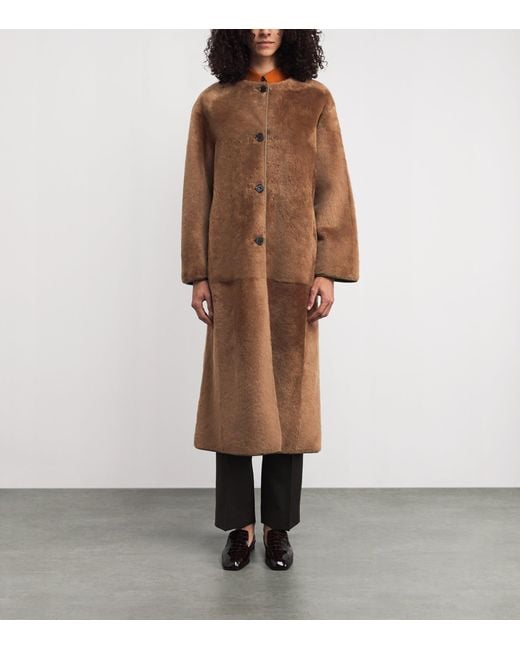 Arma Brown Shearling-Leather Reversible Rilana Coat
