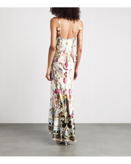 Camilla White Silk Printed Slip Dress