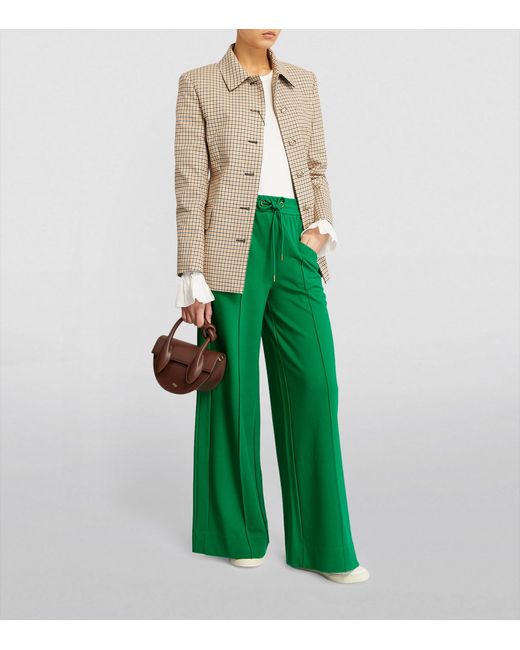 Slacks and Chinos Full-length trousers SELECTED Synthetic Femme Check Wide Leg Trouser in Green Womens Clothing Trousers 