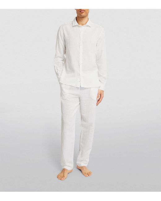 Zimmerli of Switzerland White Linen-cotton Drawstring Trousers for men