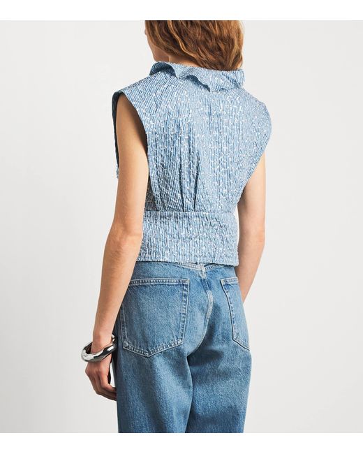 Sandro Blue Sequinned Stripe Top