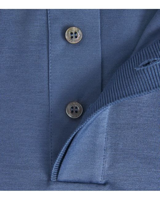 Canali Blue Mercerised Cotton Polo Shirt for men