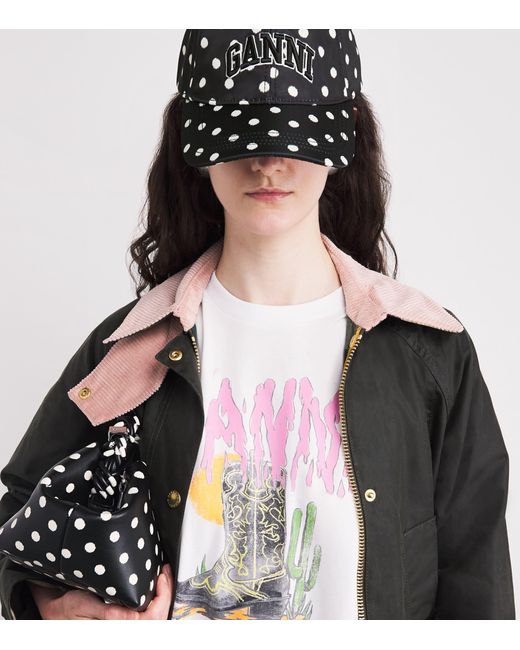 Ganni Black Embroidered Logo Baseball Cap