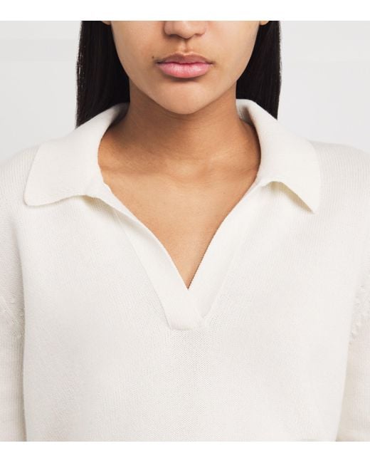 Harrods White Cotton-Cashmere Collared Sweater