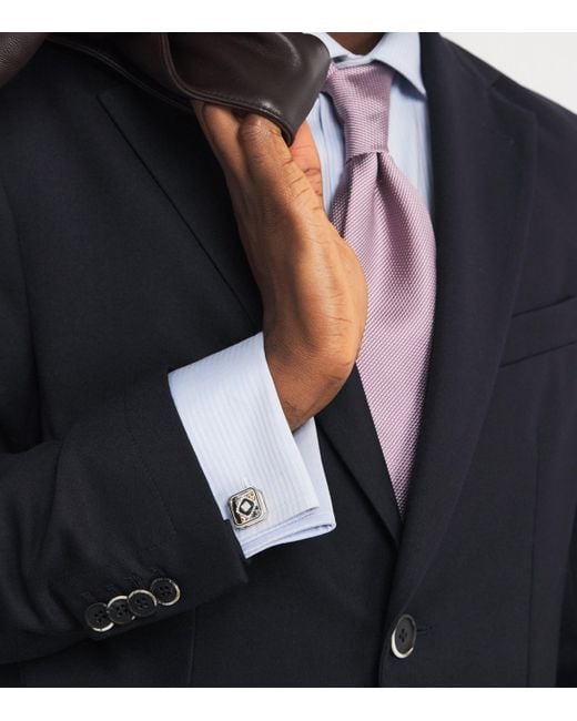 Tateossian Black Metal Quadrato Gear Cufflinks for men