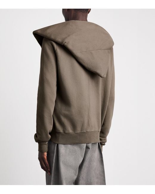 Rick Owens Brown Asymmetric Mountain Hoodie for men