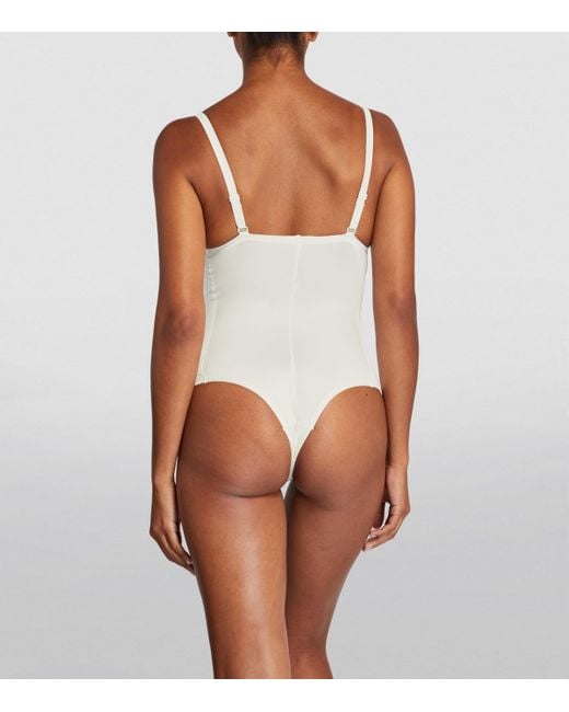 Spanx White Shaping Satin Thong Bodysuit