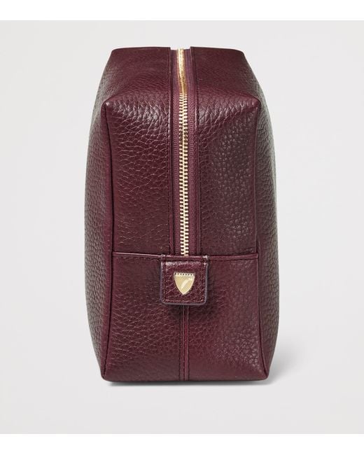Aspinal Purple Large Leather London Cosmetic Case