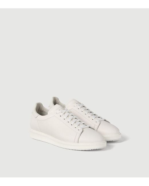Brunello Cucinelli White Leather Lace-Up Sneakers for men