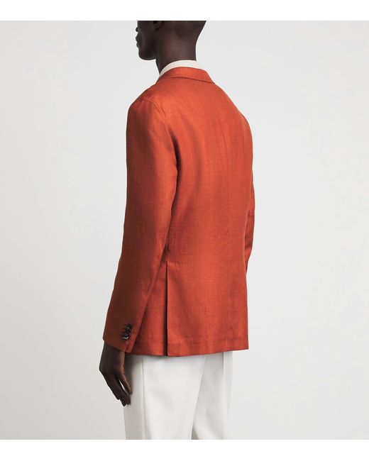 Brioni Red Silk-Cashmere-Linen Blazer for men